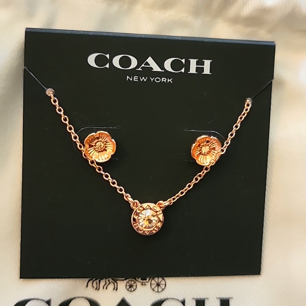 Coach flower earring and necklace set